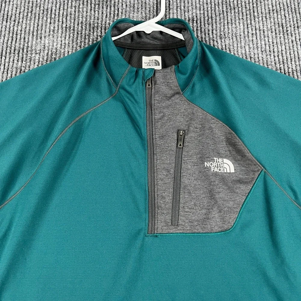 The North Face Pullover Mens Large Green Long Sleeve 1/4 Zip Mock Neck Outdoor